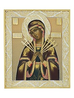 Икона Семистрельная Божья Матерь ювелирная серебряная 241766