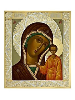 Икона Казанской Божией Матери серебряная ювелирная 241781
