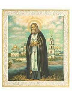 Икона Серафима Саровского серебряная ювелирная 241788