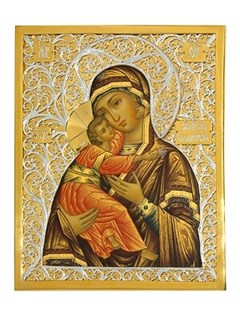 Икона Владимирская Божья Матерь ювелирная серебряная 241799