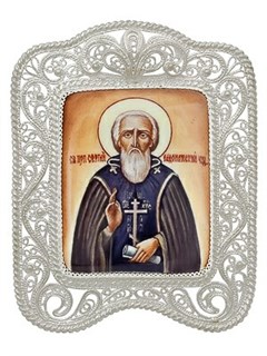 Икона Сергий Радонежский ювелирная серебряная 241808