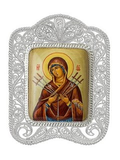 Икона Семистрельная Божья Матерь ювелирная серебряная 241817
