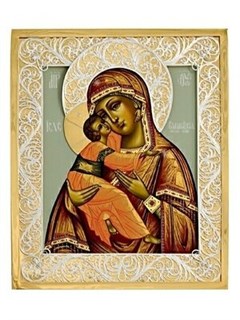 Икона Владимирская Божья Матерь ювелирная серебряная 241818