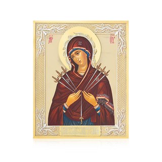 Икона Семистрельная Божья Матерь ювелирная серебряная 241820