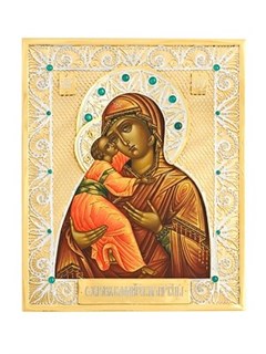 Икона Владимирская Божья Матерь ювелирная серебряная 241823