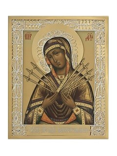 Икона Семистрельная Божья Матерь ювелирная серебряная 241835