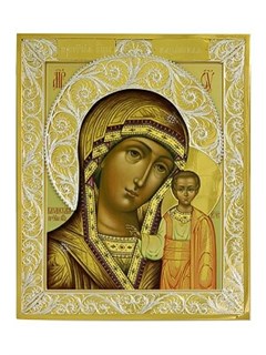 Икона Казанской Божией Матери серебряная ювелирная 241867