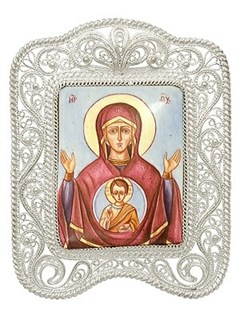 Икона Знамение Божья Матерь серебряная 241878
