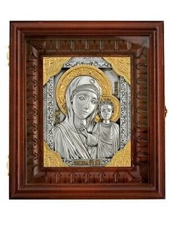 Икона Казанской Божией Матери серебряная ювелирная 241879