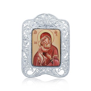 Икона Феодоровская Божия Матерь серебряная ювелирная 241890