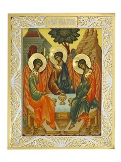 Икона Святая Троица ювелирная серебряная 241900
