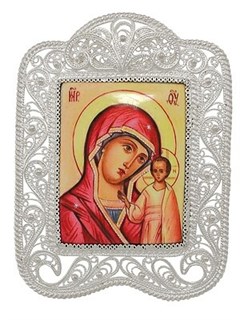 Икона Казанская Божия Матерь ювелирная серебряная 241911