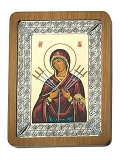 Икона Семистрельная Божья Матерь ювелирная серебряная 241940