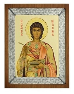 Икона Пантелеймон целитель ювелирная серебряная 241942