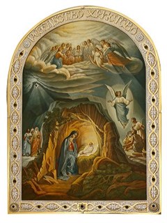 Икона Рождество Христово серебряная ювелирная 242345