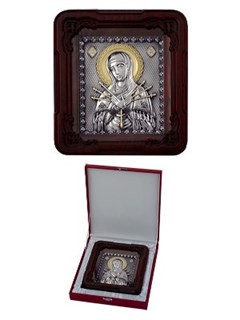 Икона Семистрельная Божья Матерь ювелирная серебряная 242368