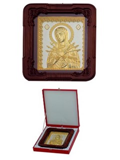 Икона Семистрельная Божья Матерь ювелирная серебряная 242395