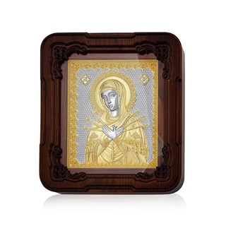 Икона Семистрельная Божья Матерь ювелирная серебряная 242403