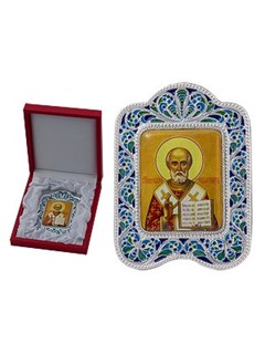 Икона Николай Чудотворец ювелирная серебряная 242421