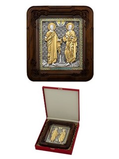 Икона Петр и Павел серебряная ювелирная 242436