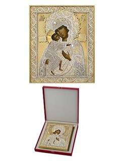 Икона Владимирская Божья Матерь ювелирная серебряная 242475