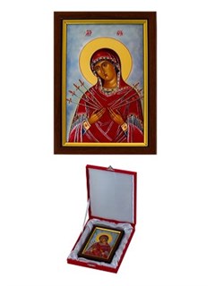 Икона Семистрельная Божья Матерь ювелирная серебряная 242480