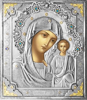 Икона Казанская Божья Матерь риза резная 253345