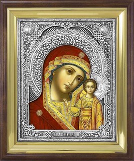 Икона Казанская Божья Матерь в ризе деревянный киот 253337