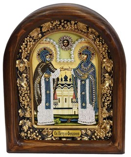 Икона Икона святых благоверных Петра и Февронии бисером бисер 244239