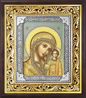 Икона Казанская Божья Матерь в ризе деревянный киот 253181