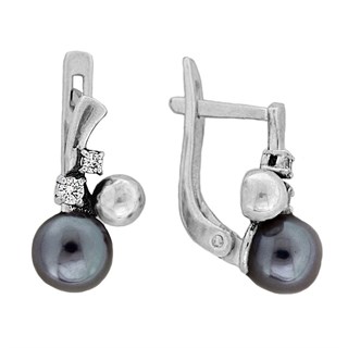 Серьги православные с жемчугом серебряные 4.15гр 252650