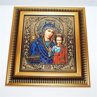 Икона Казанская Божья Матерь финифть позолота 15453