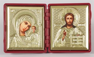 Складень в футляре 6х7 плёнка объемная Спаситель - Казанская Божья Матерь 239049
