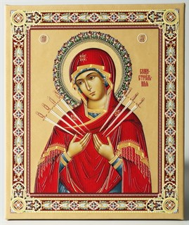 Икона настольная 11х13 на подставке объемная Семистрельная Божья Матерь 238874