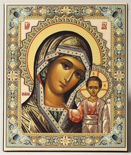 Икона настольная 11х13 на подставке объемная Казанская Божья Матерь 238864