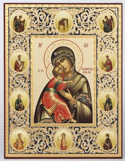 Икона на оргалите 30х40 Владимирская Божья Матерь с клеймами 238621