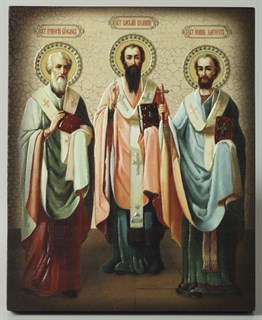 Икона на дереве 13х15 объёмная Три святителя 238340