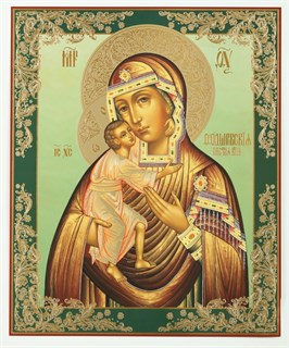 Икона на деревянном планшете 30х40 ПВХ Феодоровская Божья Матерь 238181