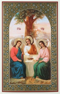 Икона на деревянном планшете 30х40 ПВХ Троица 3 238172