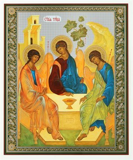 Икона на деревянном планшете 30х40 ПВХ Троица (Рублевская) 238167
