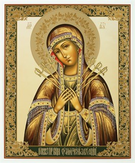 Икона на деревянном планшете 30х40 ПВХ Семистрельная Божья Матерь 238123