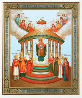 Икона на деревянном планшете 30х40 ПВХ Семистолпная Божья Матерь 238121