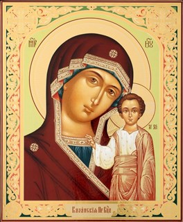 Икона на деревянном планшете 30х40 ПВХ Казанская Божья Матерь 238061