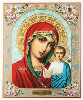 Икона на деревянном планшете 30х40 ПВХ Казанская Божья Матерь 238060
