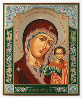 Икона на деревянном планшете 30х40 ПВХ Казанская Божья Матерь 238055