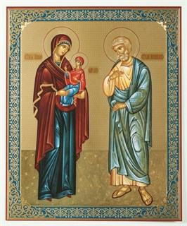 Икона на деревянном планшете 30х40 ПВХ Иоаким и Анна 238052