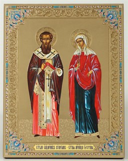 Икона на деревянном планшете 21х32 конгрев Киприан и Иустина 237967