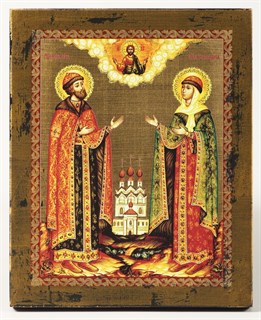Икона на дереве 13*16 Петр и Феврония 237616