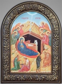 Икона в рамке 18х24 арочная патинирование Рождество Христово 6 236536
