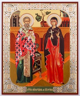 Икона в деревянной рамке 11х13 Киприан и Иустина 234941
